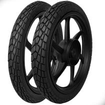 Kit Pneu Moto 60/100-17 e 80/100-14 Dianteiro e Traseiro Com Camara Robust