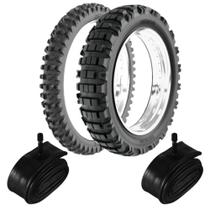 Kit Pneu Moto Cross Trilha 140/80-18 + 90/90-21 He42 Rinaldi + Camaras