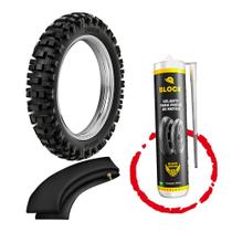 Kit Pneu Trilha Mini Moto 80/100-12 Rmx35 Rinaldi + Camara + Vacina