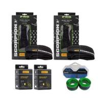 Kit Pneus Mtb Pirelli Scorpion Aro 29 + Câmaras de Ar + Fitas Anti Furo