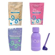 Kit Po Acrilico Volia Branco + Cover Baby + Monomer + Frasco