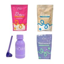 Kit Po Acrilico Volia Monomer + 2 po acrilico + Frasco Volia
