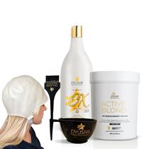 Kit Pó Active Blond + OX 30 Volumes Cumbuca + Touca + Pincel