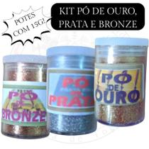 Kit Pó de Ouro Pó de Prata e Pó de Bronze 15g Kit Pó de Ouro Pó de Prata e Pó de Bronze 15g