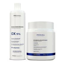 Kit Pó Descolorante Azul e Água Oxigenada 30 Vol. ProHall