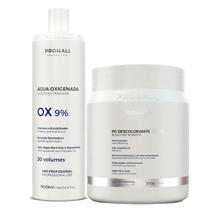 Kit Pó Descolorante Branco e Água Oxigenada 30 Vol. ProHall