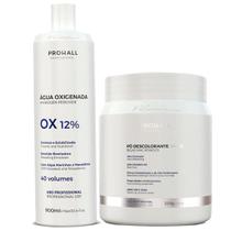 Kit Pó Descolorante Branco e Água Oxigenada 40 Vol. ProHall