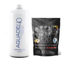 Kit Pó Descolorante Diamante Platinado Stand Pouch 300G+Agua Oxigenada 900 ML 40 V Probelle