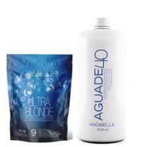 Kit Pó Descolorante Ultra Blonde STAND POUCH 300 G + Agua Oxigenada 40V 900 Ml Probelle