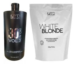 Kit pó descolorante white blond 500gr + água oxigenada 900ml - kpro