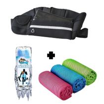 Kit Pochete Celular Preto + Ice Towel Azul Ahead Sports