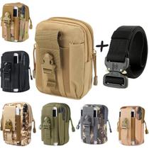 Kit Pochete + Cinto Tático Militar Fivela De Engate + Rápido