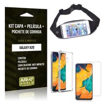 Kit Pochete Galaxy A20 Pochete + Capinha Anti Impacto + Película de Vidro - Armyshield