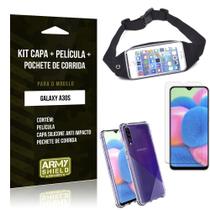 Kit Pochete Galaxy A30S Pochete + Capinha Anti Impacto + Película de Vidro - Armyshield
