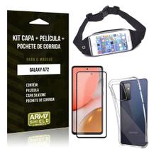 Kit Pochete Galaxy A72 Pochete + Capinha Anti Impacto + Película de Vidro 3D - Armyshield