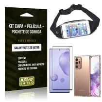 Kit Pochete Galaxy Note 20 Ultra Pochete + Capinha Anti Impacto + Película de Vidro 3D - Armyshield