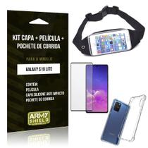Kit Pochete Galaxy S10 Lite Pochete + Capinha Anti Impacto + Película de Vidro 3D - Armyshield