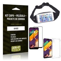 Kit Pochete LG K22 Pochete + Capinha Anti Impacto + Película de Vidro 3D - Armyshield