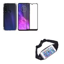 Kit Pochete Moto G8 Play + Capinha Anti Impacto + Película de Vidro