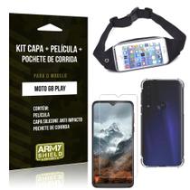 Kit Pochete Moto G8 Play Pochete + Capinha Anti Impacto + Película de Vidro - Armyshield