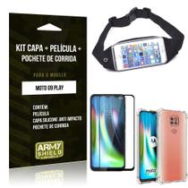 Kit Pochete Moto G9 Play Pochete + Capinha Anti Impacto + Película de Vidro 3D - Armyshield