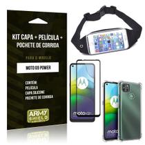 Kit Pochete Moto G9 Power Pochete + Capinha Anti Impacto + Película de Vidro 3D - Armyshield