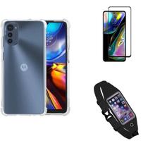 Kit Pochete Motorola Moto E32 + Capa + Película de Vidro 3D