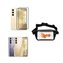 Kit Pochete Samsung Galaxy S24 + Capinha Anti Impacto + Película de Vidro