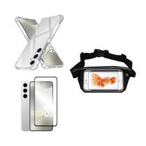 Kit Pochete Samsung Galaxy S24 Plus + Capinha Anti Impacto + Película de Vidro