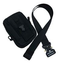Kit pochete tatica porta objetos / cinto tatico nylon com fivela de engate rapido - preto -