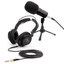 Kit Podcast Microfone Zoom ZDM-1PMP com Fones de Ouvido, Cabo XLR e Suporte de Mesa