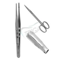 Kit Podologia Aplicação de Gaze - Tesoura Iris, Aplicador de Gaze e Pinça 16 cm