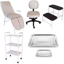 Kit Podologia Bege Maca Mocho Carrinho Escada E Brindes