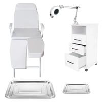 Kit Podologia Cadeira Mecânica Armário 3 Gavetas Exaustor com Luminária