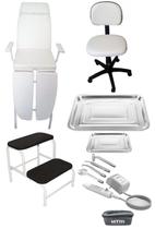 Kit Podologia Cadeira Mocho Alta Frequência HTM Escada 02 Degraus