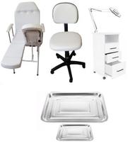 Kit Podologia Cadeira Mocho Exaustor com Luminária Armário 03 Gavetas