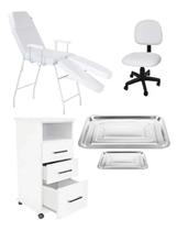 Kit Podologia Cadeira Poltrona Mocho Armário Fiscomed