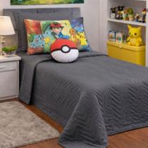 Kit Pokemon Pokebola Cobre Leito Solteiro Face Unica 4 peças Kit Pokemon Pokebola Cobre Leito Solteiro Face Unica 4 peças