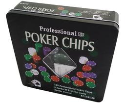 Kit Poker Chips Profissional 100 fichas + dois baralhos