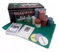 Kit Poker Completo + 200 Fichas + Lata + Tecido Mesa Poker