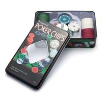 Kit Poker Profissional Em Lata 100 Fichas Jogo Baralho - Kit Poker Profissional Em Lata 100 Fichas Jogo Baralho -