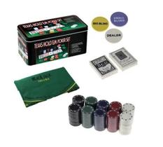 Kit Poker Profissional Em Lata 200 Fichas Texas Hold'Em Set.