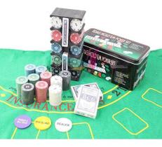 Kit Poker Profissional Em Lata 200 Fichas Texas Hold'em Set - Royal