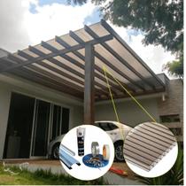 Kit Policarbonato Bronze 6mm 4,00m x 1,00m - Perfis Naturais Kit Policarbonato Bronze 6mm 4,00m x 1,00m - Perfis Naturais
