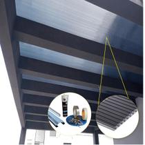 Kit Policarbonato Fume 4mm 7,00m x 6,00m - Perfis Naturais