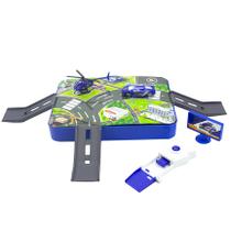 Kit Policia Pista Garagem Na Maleta Com 9 Peças Kit Policia Pista Garagem Na Maleta Com 9 Peças