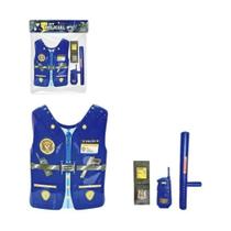 Kit Policial 3 Acessórios Colete Cacetete Celular Brinquedo - Art Brink