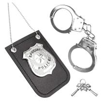 Kit Policial Algema + Colar Distintivo Para Fantasia Cosplay