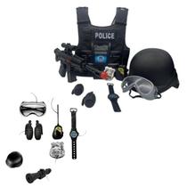 Kit Policial Infantil Com Colete E Brinquedos Interativos