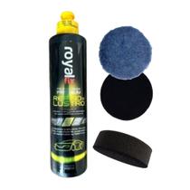 Kit Polidor Refino e Lustro + Boina Hibrida 3'' + Boina Espuma FU Preta 3''